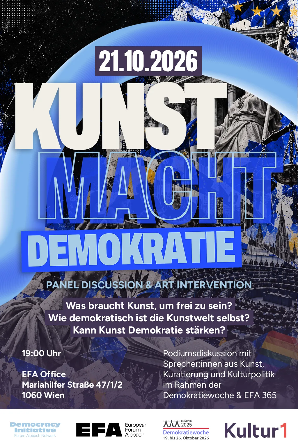 KUNST – MACHT – DEMOKRATIE: Paneldiskussion im Rahmen der Demokratiewoche am 21.10.2026